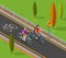 Cycling Tourism Isometric Composition