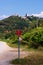 Cycling Trail Sign And Celje Castle, Slovenia