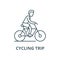 Cycling trip line icon, vector. Cycling trip outline sign, concept symbol, flat illustration