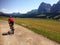 Cyclist in Alpe di Siusi
