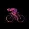Cyclist in a bike race. Neon vector clipart
