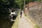 Cyclist on canal towpath