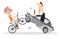 Cyclist and car driver accident illustration.