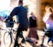 Cyclist on the city roadway