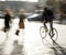 Cyclist on the city roadway