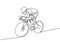 cyclist continuous line drawing. Vector athlete riding a bicycle or bike during sport game