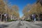 Cyclist crossing road intersection. Bicycle as urban transport in Barcelona