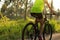 Cyclist cycling mountain bike on tropical forest