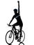 Cyclist cycling riding bicycle woman isolated silhouette