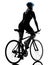 Cyclist cycling riding bicycle woman isolated silhouette rear vi
