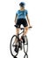 Cyclist cycling riding bicycle woman isolated white background