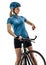 Cyclist cycling riding bicycle woman isolated white background t