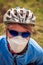 Cyclist with a face mask