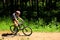 Cyclist in forest