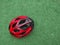 Cyclist helmet on artificial grass floor. Sports. Cycling