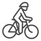 Cyclist line icon, Summer sports concept, Cycling symbol on white background, man ride bicycle icon in outline style for