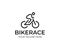 Cyclist logo template. Bicycle line art vector design
