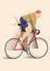 cyclist off sadlle ride road bike. cycling abstract vector illustration