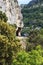 Cyclist over D942, gorges de la Nesque in France