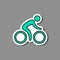 Cyclist on paper sticker. Vector isolated biker label