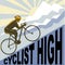 Cyclist racing bike mountain