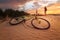 Cyclist resting while Hiking