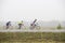 Cyclist riding a bike on an open road