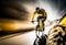 Cyclist Riding at high speed Downhill, Extreme Sport Illustration, Generative AI