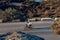 Cyclist riding on his bicycle at coastal road