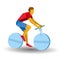 Cyclist riding a tablet wheels. Medicine in sport, doping.