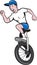 Cyclist Riding Unicycle Cartoon