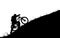 Cyclist silhouette pushing the bike