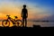 Cyclist silhouette sunrise