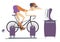 Cyclist trains at home on the exercise bike illustration