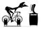 Cyclist trains at home on the exercise bike illustration.