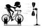 Cyclist trains at home on the exercise bike illustration