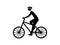 Cyclist on walk icon. Black abstract character in helmet travels on road bike tires active sports and tourist trips out town high