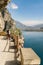 Cyclists admire the panorama from the Ponale trail in Riva del G