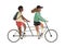 Cyclists concept. People ride tandem bike. Outdoor activities in park, couple healthy lifestyle, man and woman riding