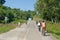 Cyclists on countryside road