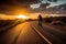 Cyclists practice cycling on open road