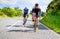 Cyclists racing on country roads