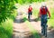 Cyclists relax biking outdoors