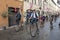 cyclists riding bicycles in the \\\'la Francescana\\\' race starting in Foligno, Umbria, Italy