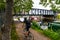 Cyclists riding the pathway along the River Lee London