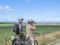 Cyclists stopped to photograph view along Central Otago Rail Trail