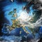 Cyclone weather Europe. 3D rendering