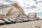 Cyclone Wooden Rollercoaster at Coney Island Luna Park, view from the side, New York City