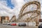 Cyclone Wooden Rollercoaster at Luna Park, Coney Island, view from the side, New York City