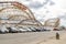 Cyclone Wooden Rollercoaster at Luna Park, Coney Island, view from the side, New York City